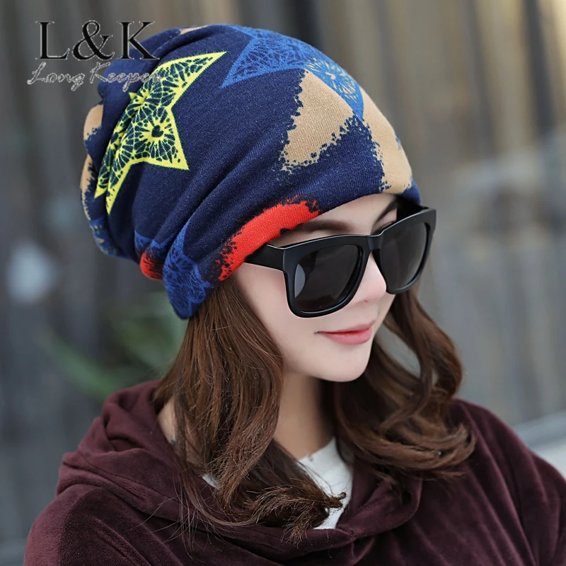 

Новая повседневная Женская весенне-Осенняя шапочка-бини Skullies шапки для женщин в стиле хип-хоп женская мягкая тонкая шапка шарф со звездами