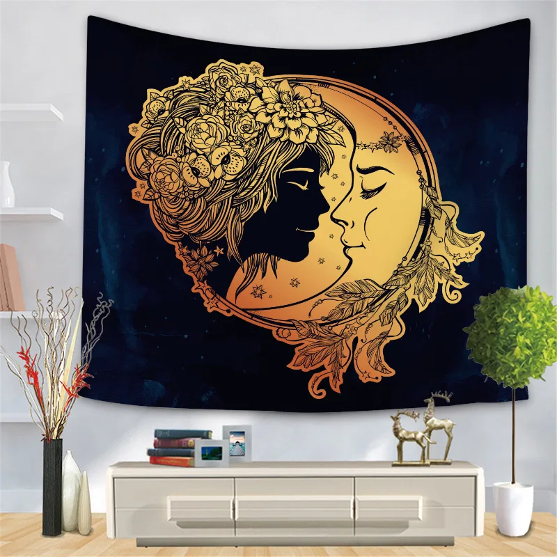 

Black gold animal tapestry, golden pattern series hanging cloth, home decoration background wall cloth custom wholesale
