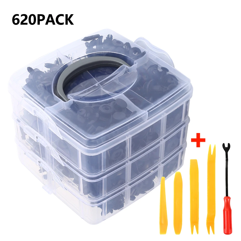 with 5pcs tool 620 шт. детали крепления зажим для автомобиля с 1/2/5/8 шт. инструменты обивки двери Панель заклепка на автомобильный бампер фиксатор пуш-ап крышка двигателя зажимы автомобильного крыла - Название цвета: with 5pcs tool