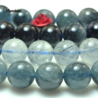 mamiam natural a blue rutilated quartz crystal beads 6 10mm smooth round stone bracelet necklace diy jewelry making gift design