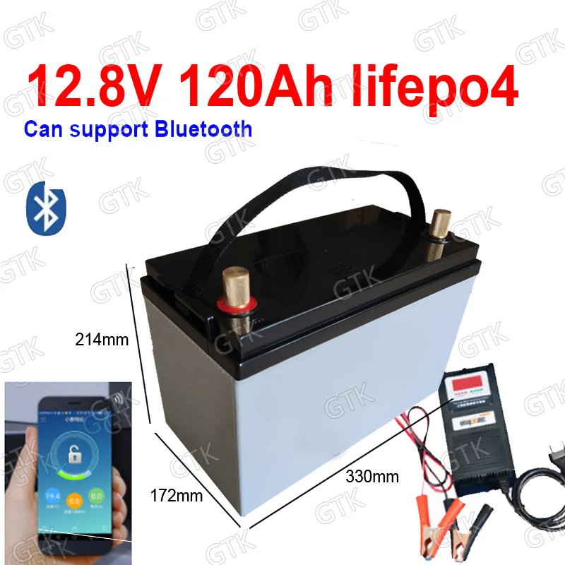 Литиевая батарея GTK 12 8 v 120AH lifepo4 с bluetooth BMS 12V 120Ah для автофургона инвертор резервная