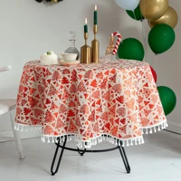 european and american cotton and linen cloth art light luxury new round table table table cloth christmas decorative table cloth