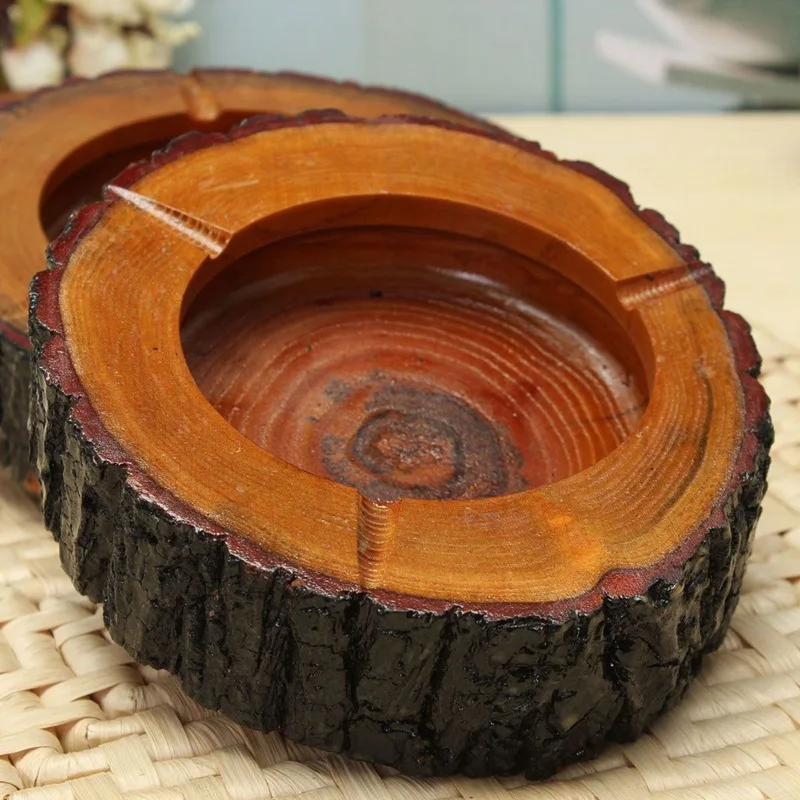

Round Brown Solid Natural Wood Material Home Smoke Creative Office Ashtray Tobacco Retro Cigarette Ash Holder 9-10cm NEW 2020