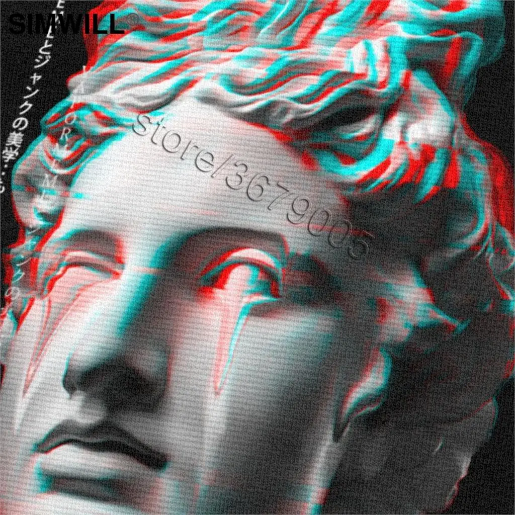 Модный глюк греческие статуя Retrowave Synthwave футболка мужские повседневные хлопковые
