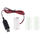Выпрямитель батарей AM2 LR14 C, 2 м, кабель с питанием от USB, замена батарей размером от 1 до 4 шт., 1,5 в, для Светодиодный ных свечей, игрушек и многого другого