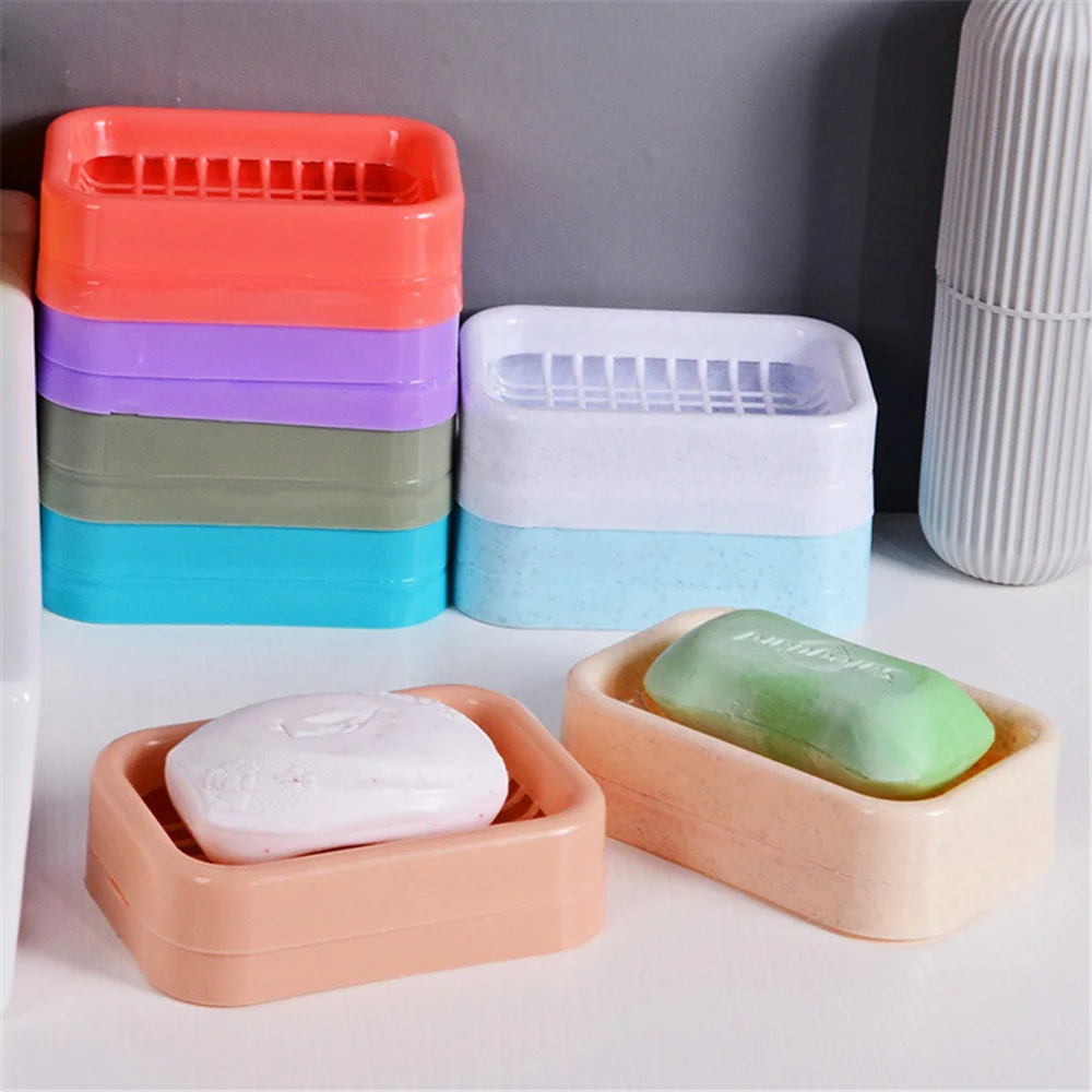

1PCS Plastic Soap Box Kitchen Organizer Drain Soap Holder Sponge Storage Plate Tray Bathroom Supplies And Tool Gadge Soap Rack