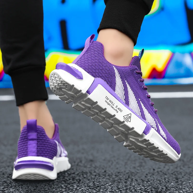 Spring New Orange Men's Running Sneakers Low-cut Knitted Sports Shoes for Women Lightweight Breathable Gym Shoes Men Trainers