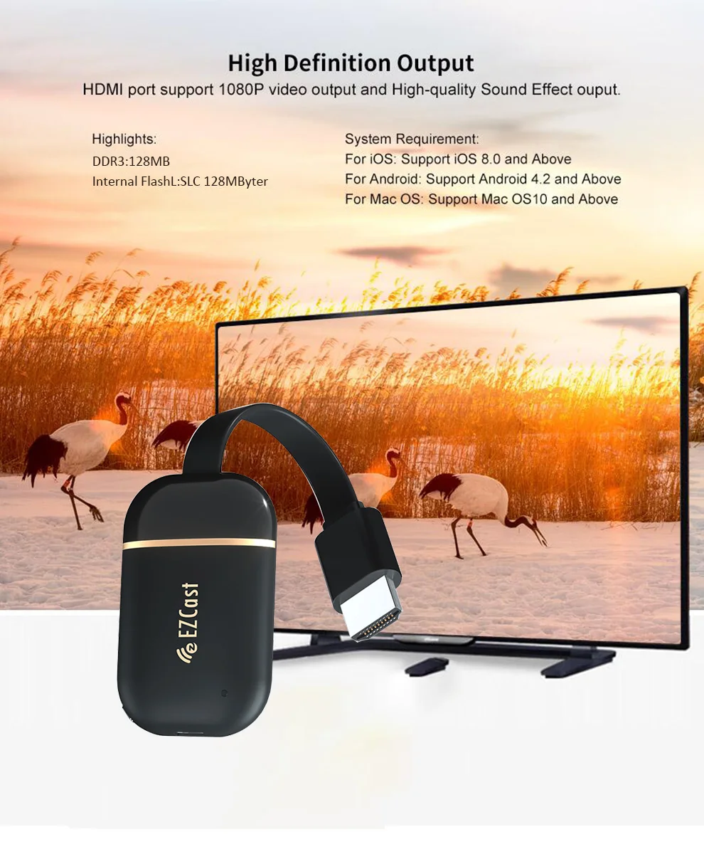Новейший G13 wifi беспроводной HDMI Электронный ключ 128 МБ Поддержка Mirecast/Airplay/DLAN 1080P видео, совместимо с Android, IOS, Windows, MAC OS