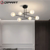 modern simplicity creative design led chandelier for living room black metal lampshade led surface mounted bedroom lamps