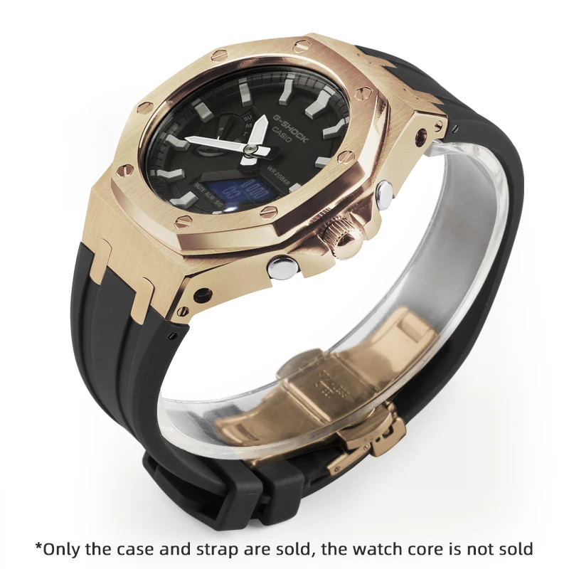 Band for GA2100 New 4rd Generation Rubber Strap and Metal Case ga2100 Stainless steel Watch Bracelet with Tool | Аксессуары для