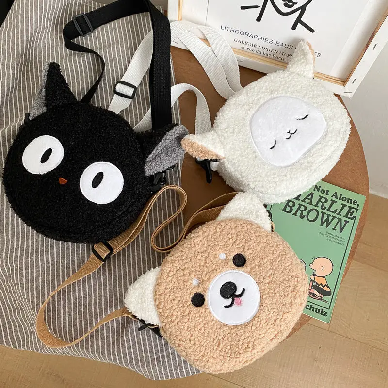 Cute Girls Bear Cat Plush Shoulder Bag For Women Cartoon Messenger Purse Mini Bags Backpack Women's Crossbody Bags Gift Girls