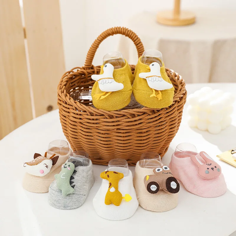 

2021 Autumn And Winter Three-dimensional Cartoon Doll Baby Socks Dotted Rubber Non-slip Loose Mouth Baby Socks Children's Floor
