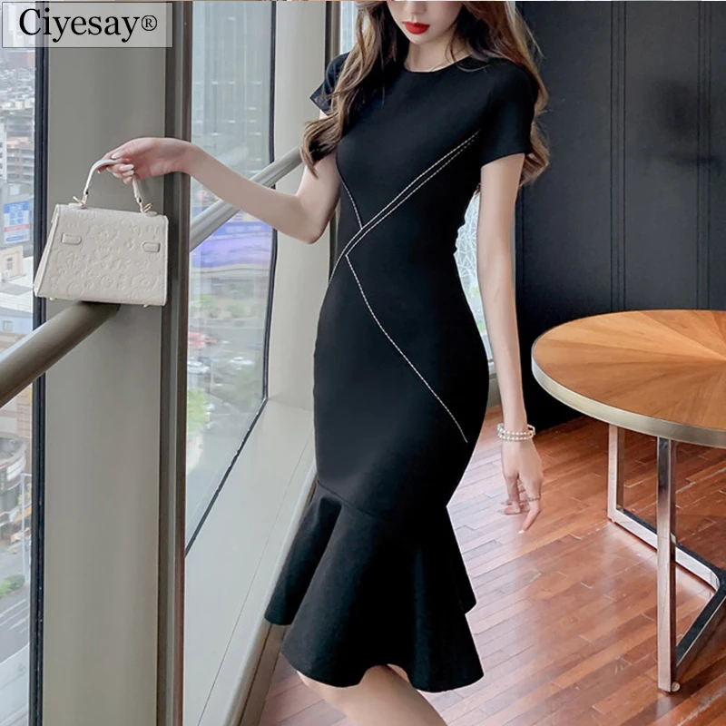 

Женские летние платья Ciyesay 2021 корейская мода Повседневное платье женская одежда юбка рыбий хвост с воланами платье с запахом на бедрах
