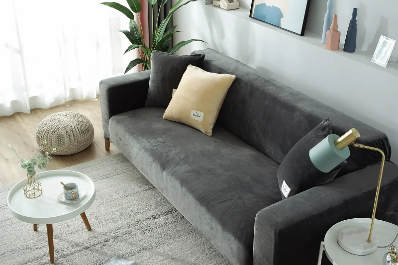Плюшевый утолщенный чехол AiLife для дивана в гостиную эластичное покрывало
