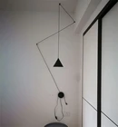 Скандинавская светодиодная Подвесная лампа, черная светильник ПА для гостиной, светильник на, прикроватная Подвесная лампа с длинным проводом в форме конуса