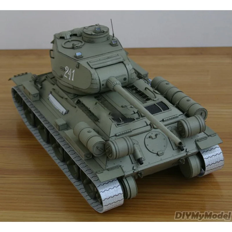 DIYMyModel-modelo de papel de tanque mediano de T-34 sovi&eacute;tico, Manual de bricolaje, 1:25, T-34/85-2