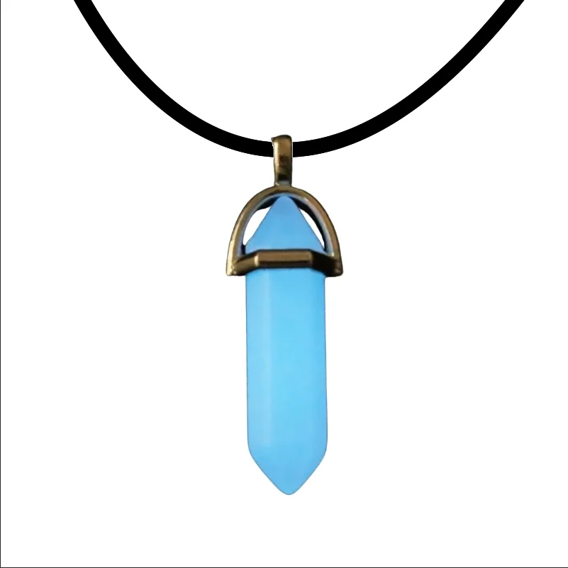 

Glowing Arrow Pendant Dark Luminous Fluorescent Hexagonal Column Necklace In The Dark Pike Necklace for Women Men Halloween Gift