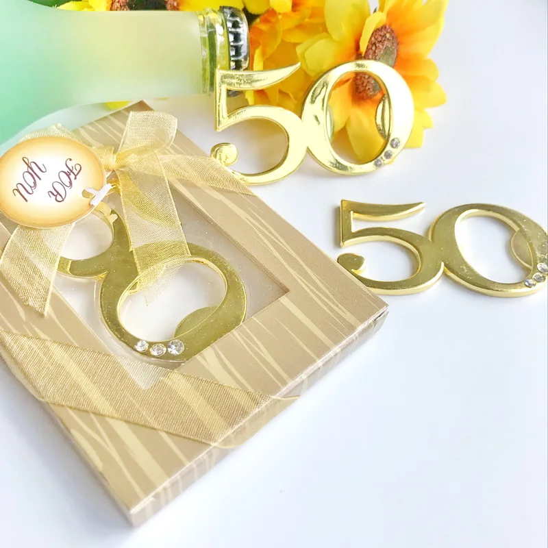 Золотая Свадебная вечеринка giveaways золото 50 открывалка для бутылок 50-летие сувенир на день рождения для гостей 10 шт