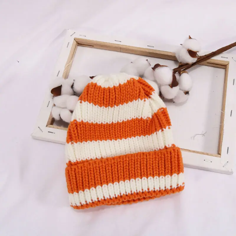 

2-8T Kid Boys Girls Winter Beanie Hat Children Unisex Keep Warm Knitted Ski Cap Cute Striped Hat New