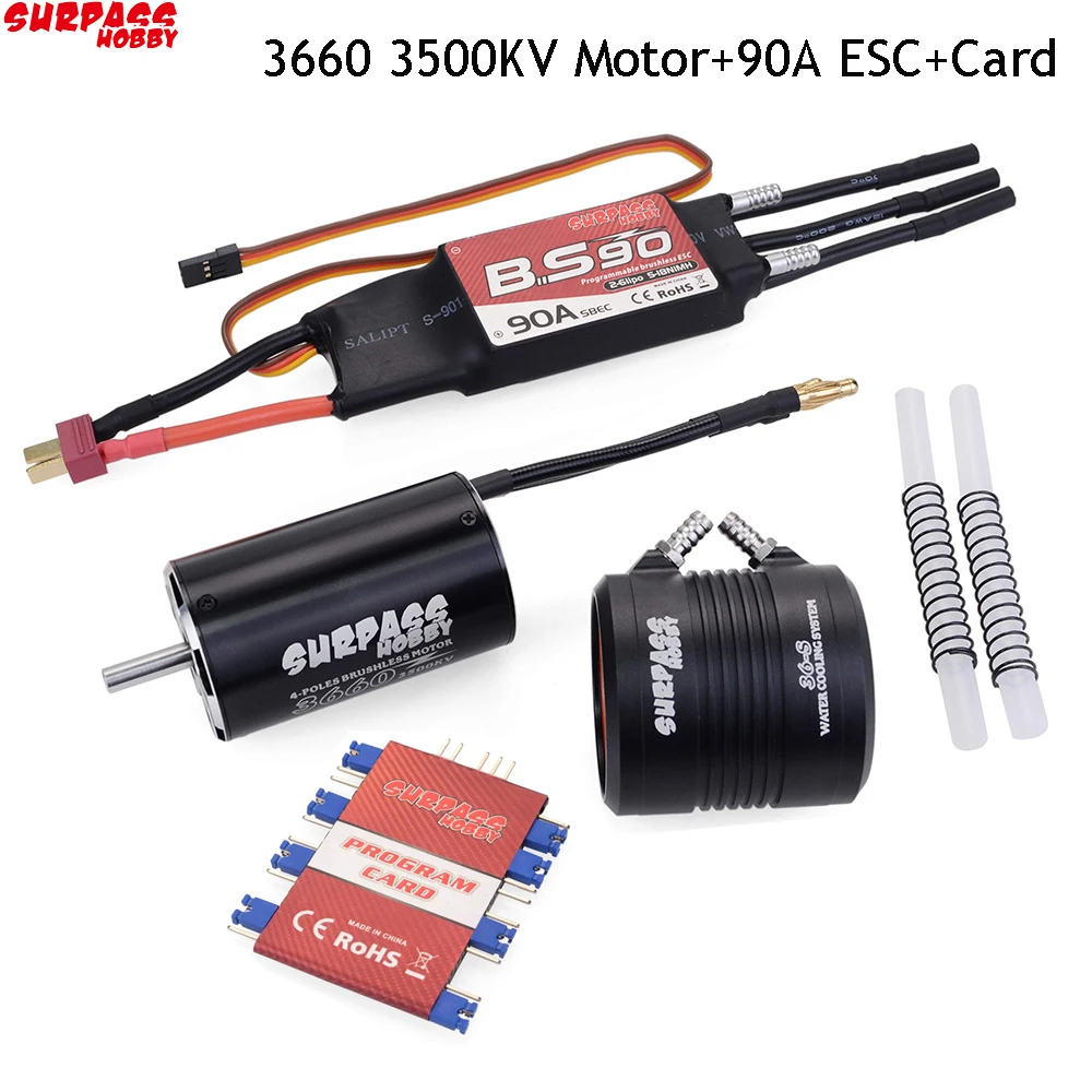 

Surpass Waterproof 3660 3500KV Motor w/ Water Cooling Jacket & 90A Brushless ESC Programming Card For RC Boat RC Accessories