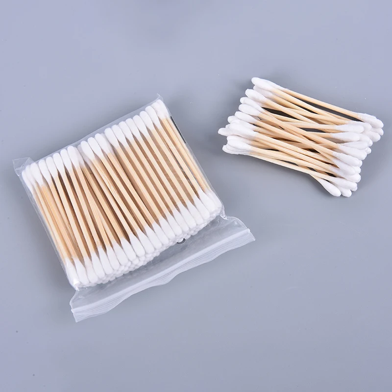 100 ⑤ упак. двухголовые ватные тампоны для женщин кнопки макияжа наконечник ушей