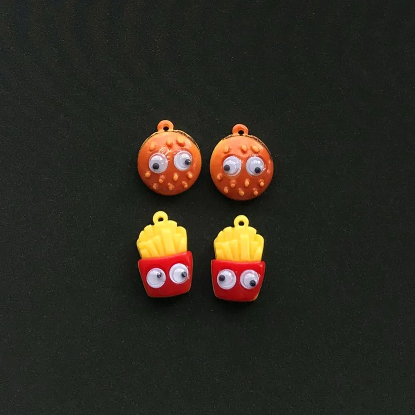 10 шт смолы Flatback еда гамбургер и картофель фри для Подвеска ключей на шею DIY