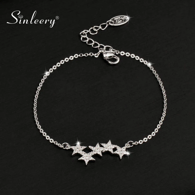 Женский браслет с кристаллами и звездами SINLEERY очаровательный микрозакрепкой
