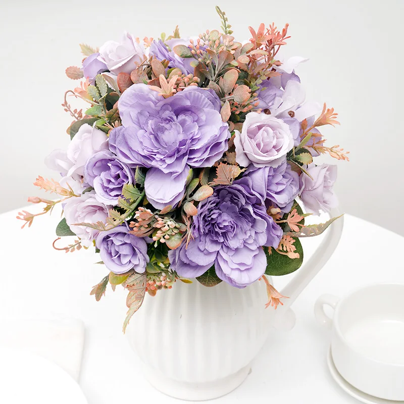 Красивые осенние оранжевые искусственные цветы пиона Шелковая Роза растения