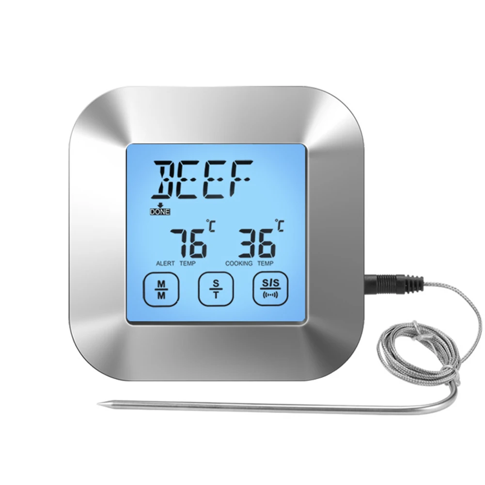 

Top Digital Meat Thermometer Touch Control Stainless Steel Probe 2 Modes Food Cooking BBQ Thermometer with Backlit Magnet Stand