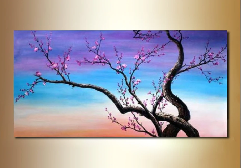 Handmade Art Abstract Canvas Painting for Living Room Bedroom Modern Abstract Tree Painting Wall Picture Decoration