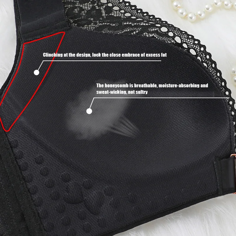

Front Closure Women Lift Bra Extra-Elastic Cross Back Plus Size Push up Vest Bra JL