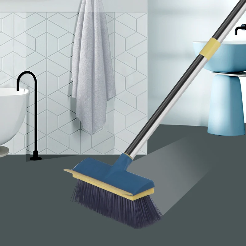

YOOJER 2 in1 Bathroom Kitchen Floor Crevice Cleaning Brush Long Handle Bristle Brush With Silicone Scraper Bathroom Accessories