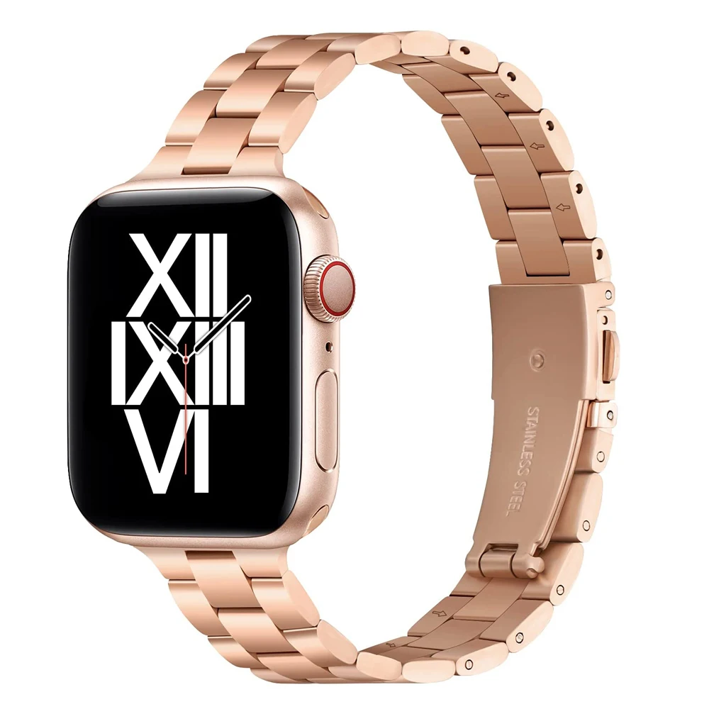 Тонкий ремешок для Apple Watch Band 40 мм 44 38 42 ультратонкий металлический браслет