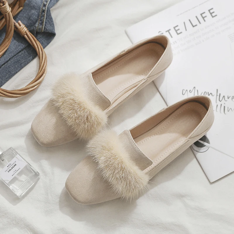 2019 г. Новые весенне-осенние тонкие туфли с квадратным носком нежные на плоской