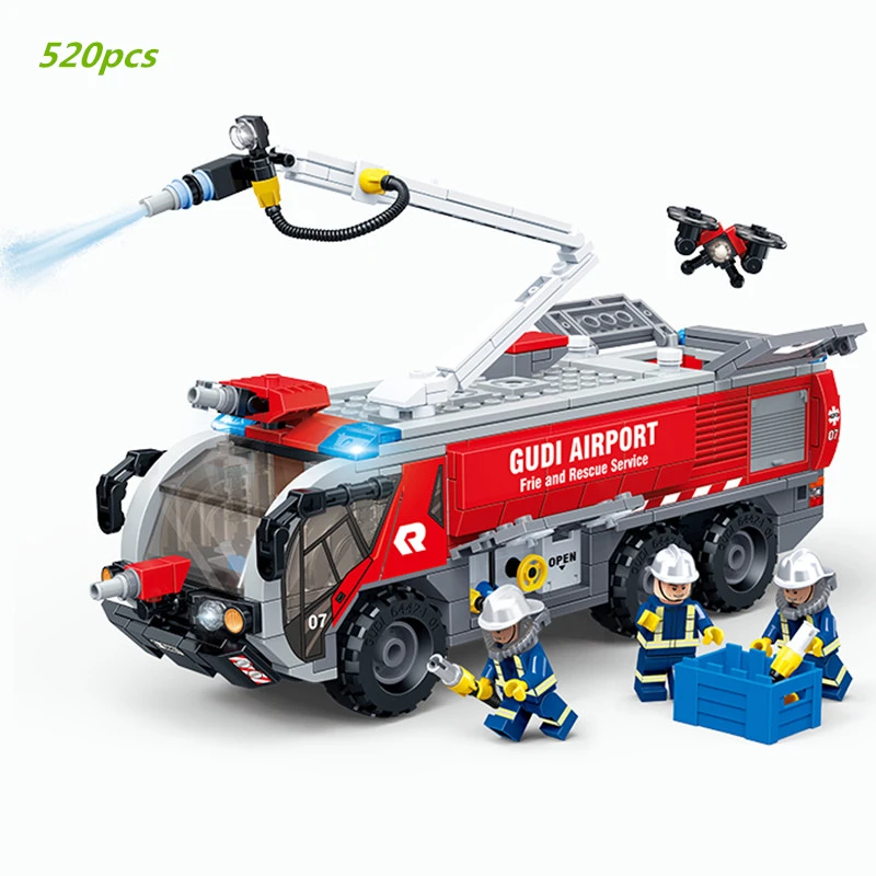 

City Airport Fire Truck Rescue Service Classic Model Building Blocks Kit Bricks Firemen Figures Kids Toys For Children Gifts