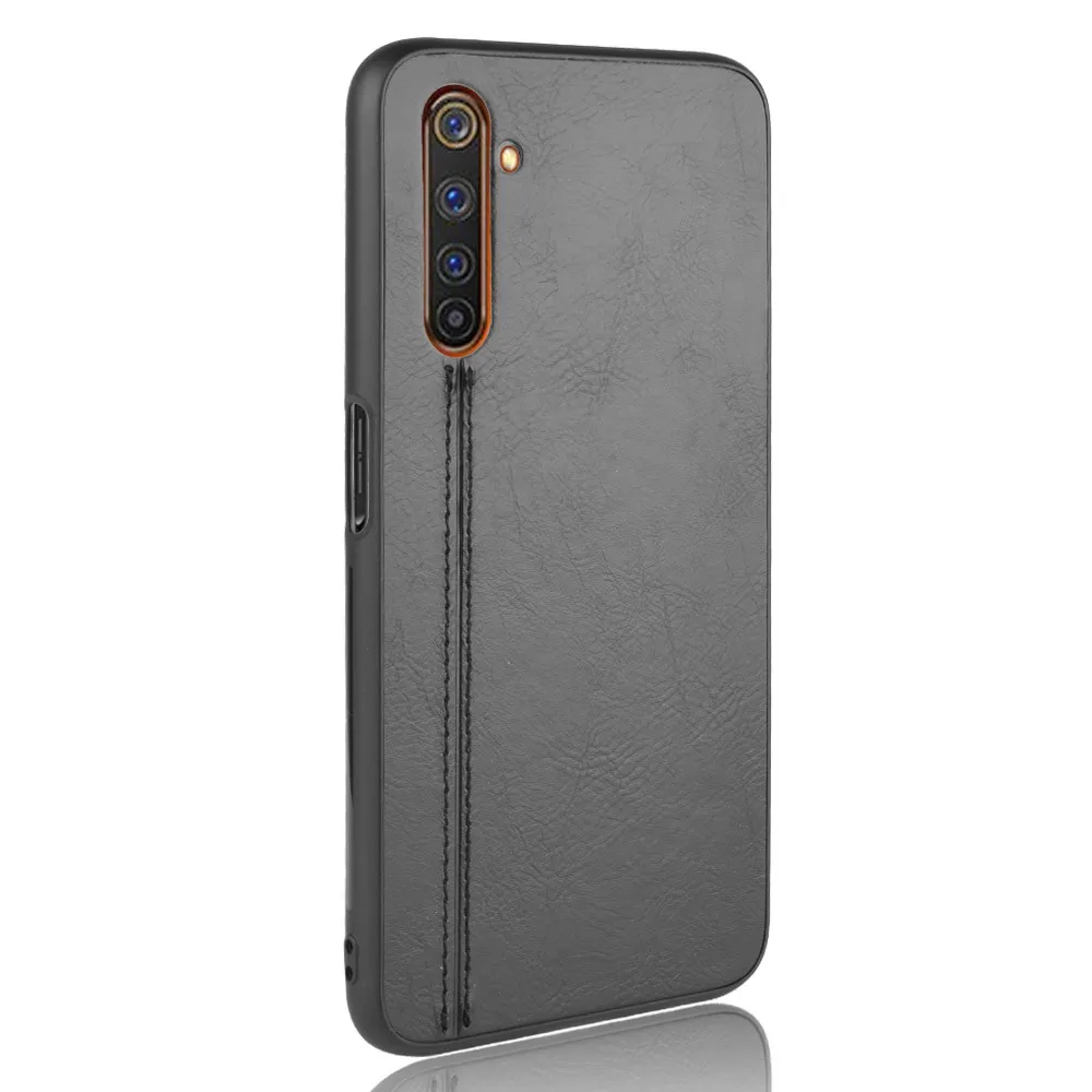 Роскошный чехол из телячьей кожи для Oppo Realme 6 Жесткий Чехол искусственной с