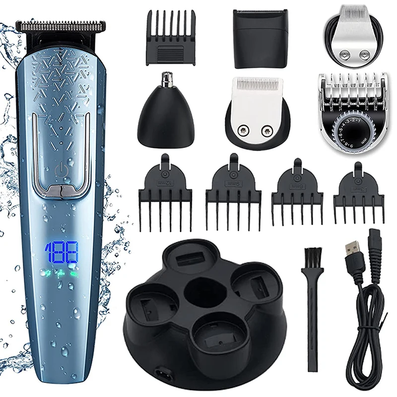 

Многофункциональная машинка для стрижки волос, Бритва для мужчин, триммер для бороды, набор для ухода за носом и ушами, триммер, водонепрони...