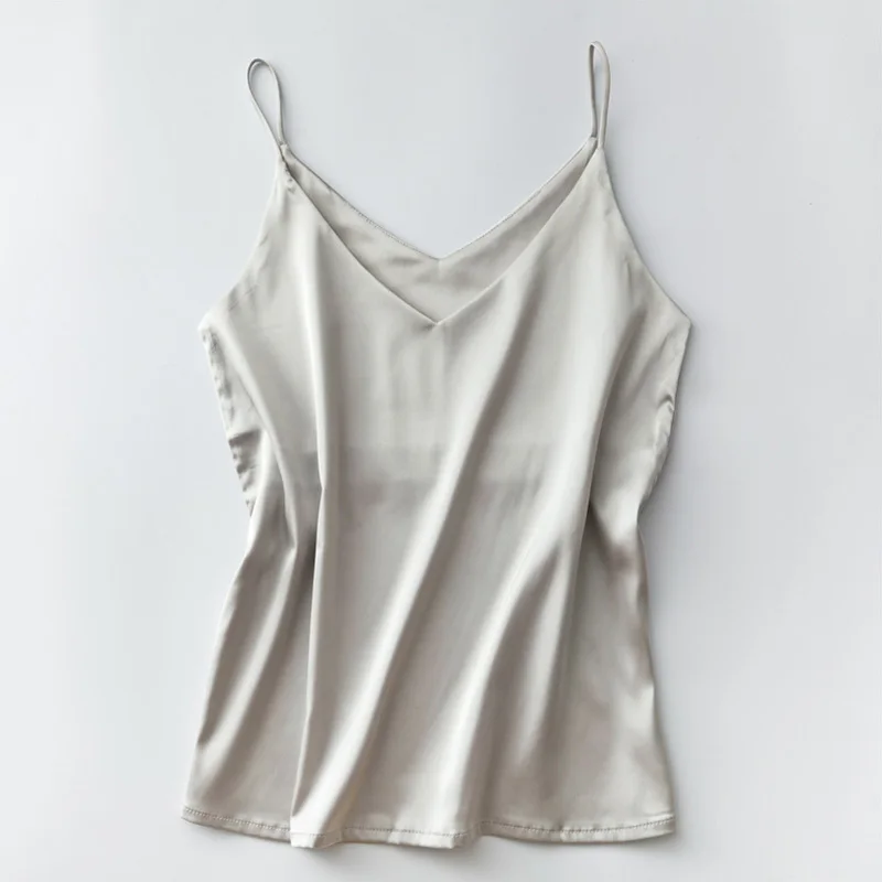 Camisole Spaghetti Strap V Neck Tops Women Halter Summer Plus Size Sleeveless Women'S Satin Top Silk