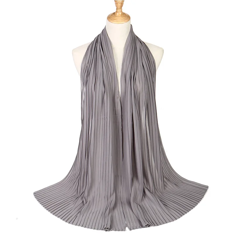 

Pearl chiffon fold Muslim women's headscarf wholesale Hui dress wrinkle hot selling headscarf turban hijabs hijab chiffon