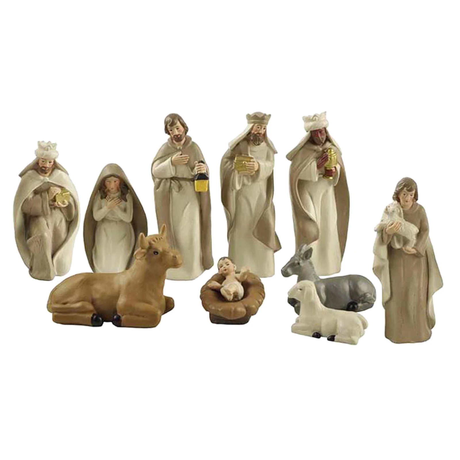 10Pcs Resin Christmas Nativity Scene Figurines Set Statue Figures Home Decor | Дом и сад