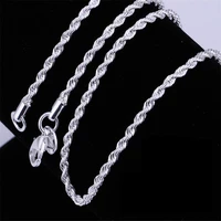 hot sale retail wholesale silver plate necklace women man necklace 2mm 1618202224 26 28 30 inch twist rope chain jewelry