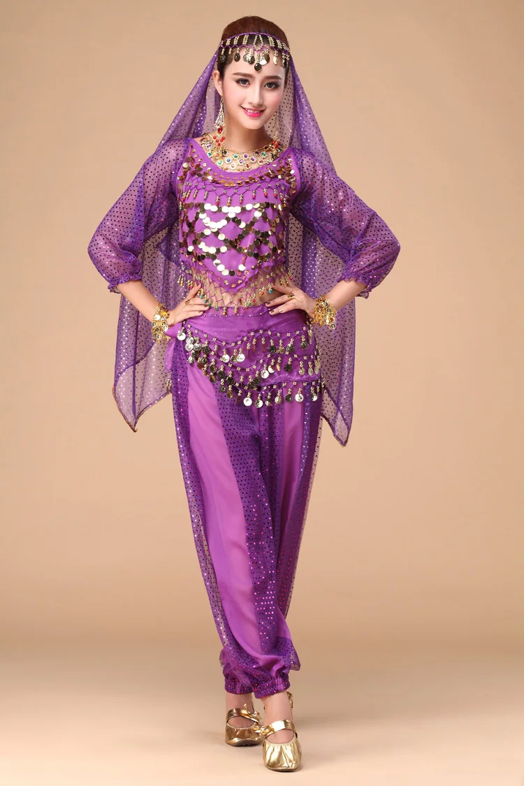 Женский костюм для танца живота комплект из 4 предметов с длинным рукавом