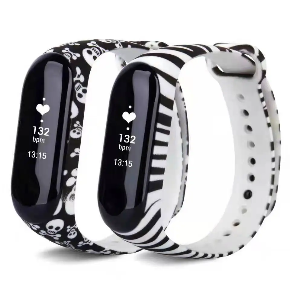 

For Mi Band 6 5 4 3 Strap Silicone Printing Cartoon Blet Pattern Xiao MI 6 5 Watchband Bracelet smart watch Sports Fitness Wrist