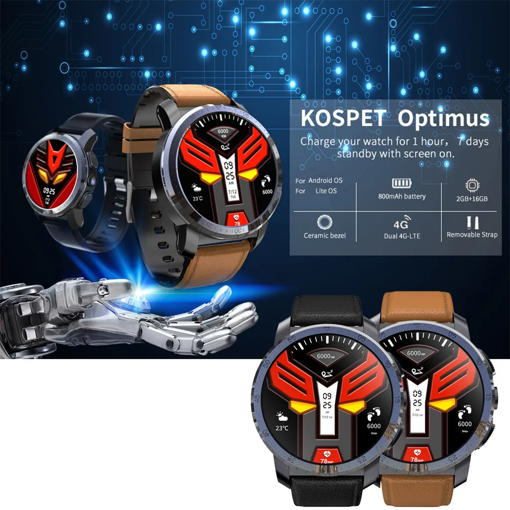 KOSPET Optimus Pro, 3 ГБ, 32 ГБ, AMOLED, 4G, двойной чип, 800 МП, мАч, Смарт-часы, телефон для Iphone, для Xiaomi, для мужчин, для спорта#20