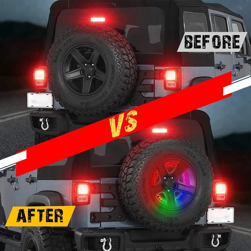 Chasing Color Spare Tire Remote Sync Control Third Brake Light Rear Wheel Lights for Jeep Wrangler JK JKU JL 2018-2020 |