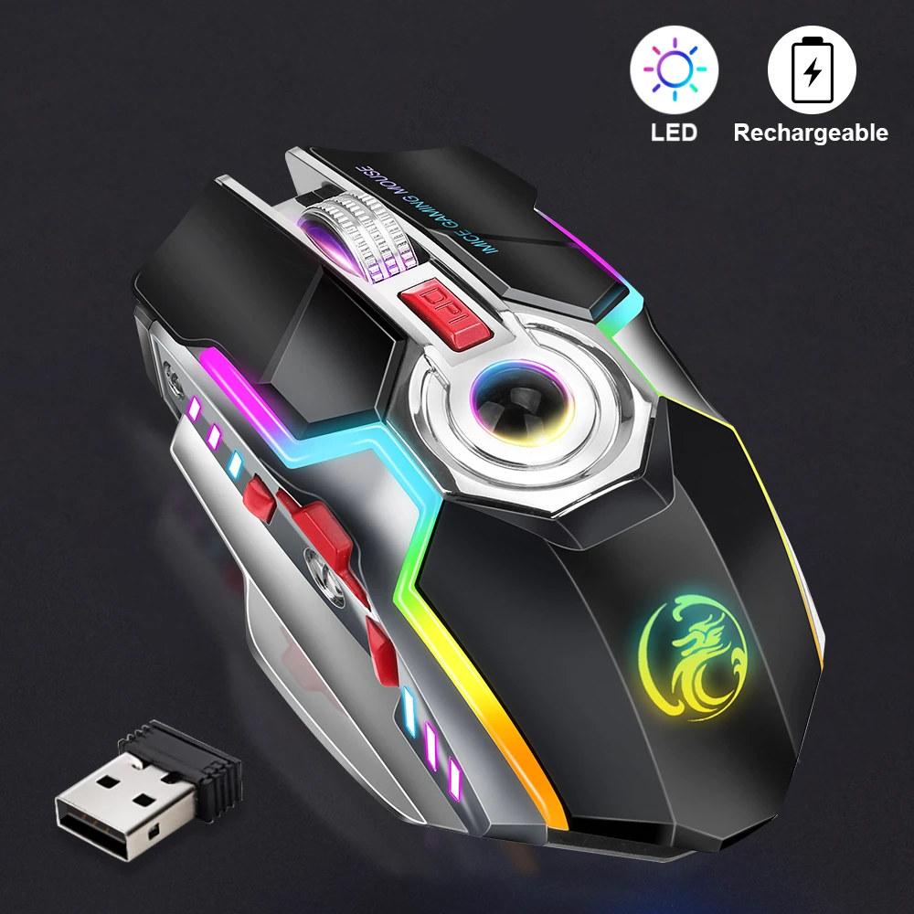 

RGB Gaming Mouse Wireless Computer Mouse Rechargeable Silent Mause LED Backlit Mice 1600 DPI Wireless Mouse Gamer For Laptop PC