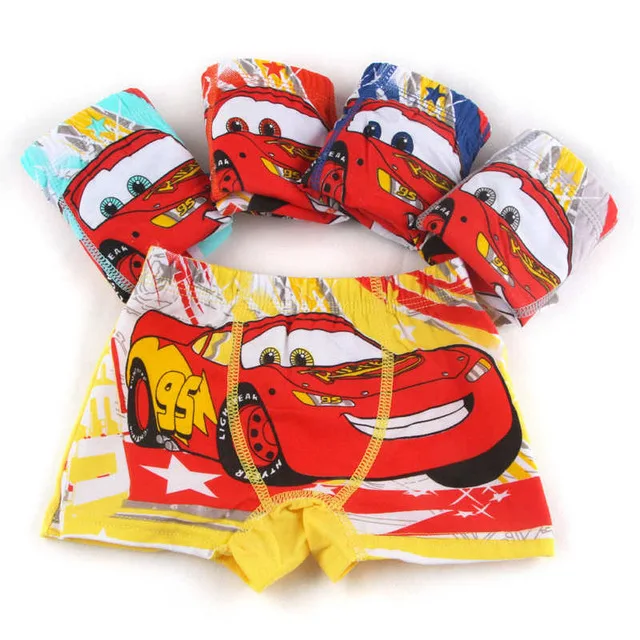 A Нижнее белье из хлопка, 5 шт. детское нижнее белье для мальчиков с изображением машинки из мультфильма «Дисней» трусы-боксеры для мальчиков - Цвет: A