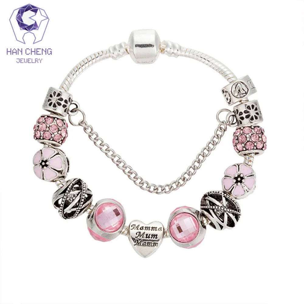 HanCheng роскошный браслет в стиле бохо с цветком и сердечком стразы Хрустальные