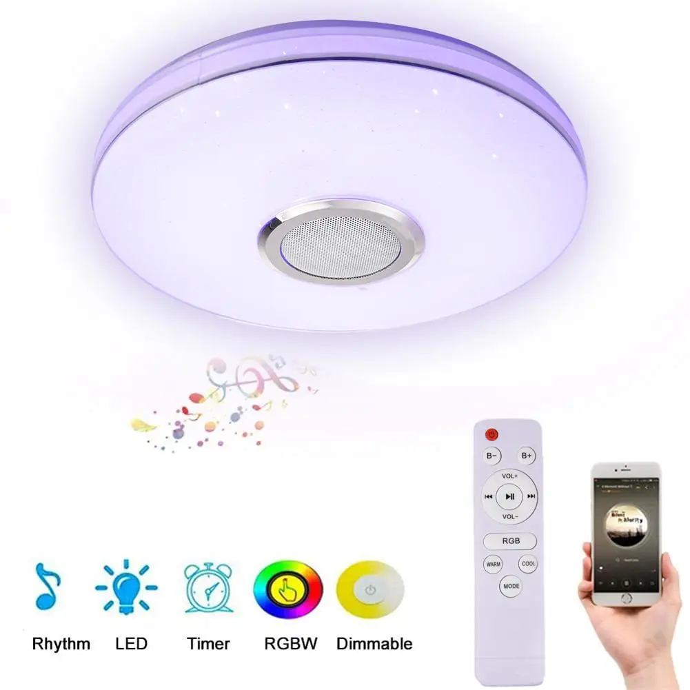 220V Смарт Музыка Светодиодный потолочный светильник с RGB регулируемой яркостью 36