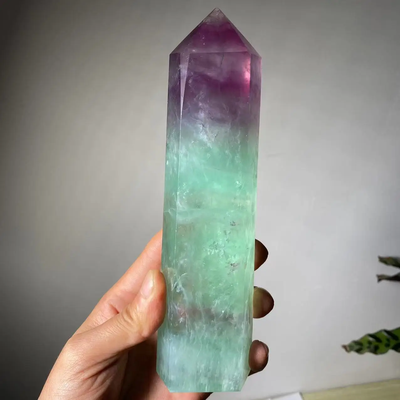 Magnificent large natural watermelon fluorite crystal tower natural crystal wand 700-800g